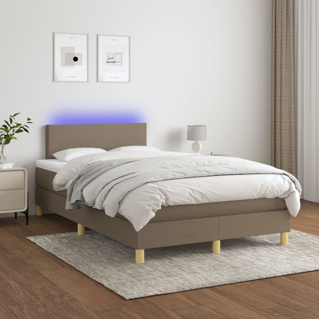 Boxspring met matras en LED stof taupe 120x200 cm Bedden & bedframes | Creëer jouw Trendy Thuis | Gratis bezorgd & Retour | Trendy.nl