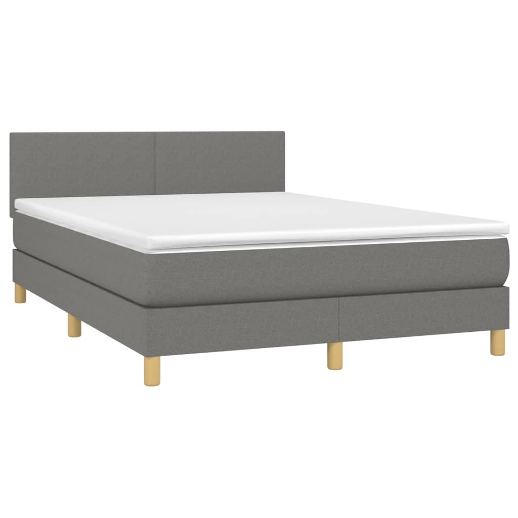 Boxspring met matras en LED stof donkergrijs 140x190 cm Bedden & bedframes | Creëer jouw Trendy Thuis | Gratis bezorgd & Retour | Trendy.nl