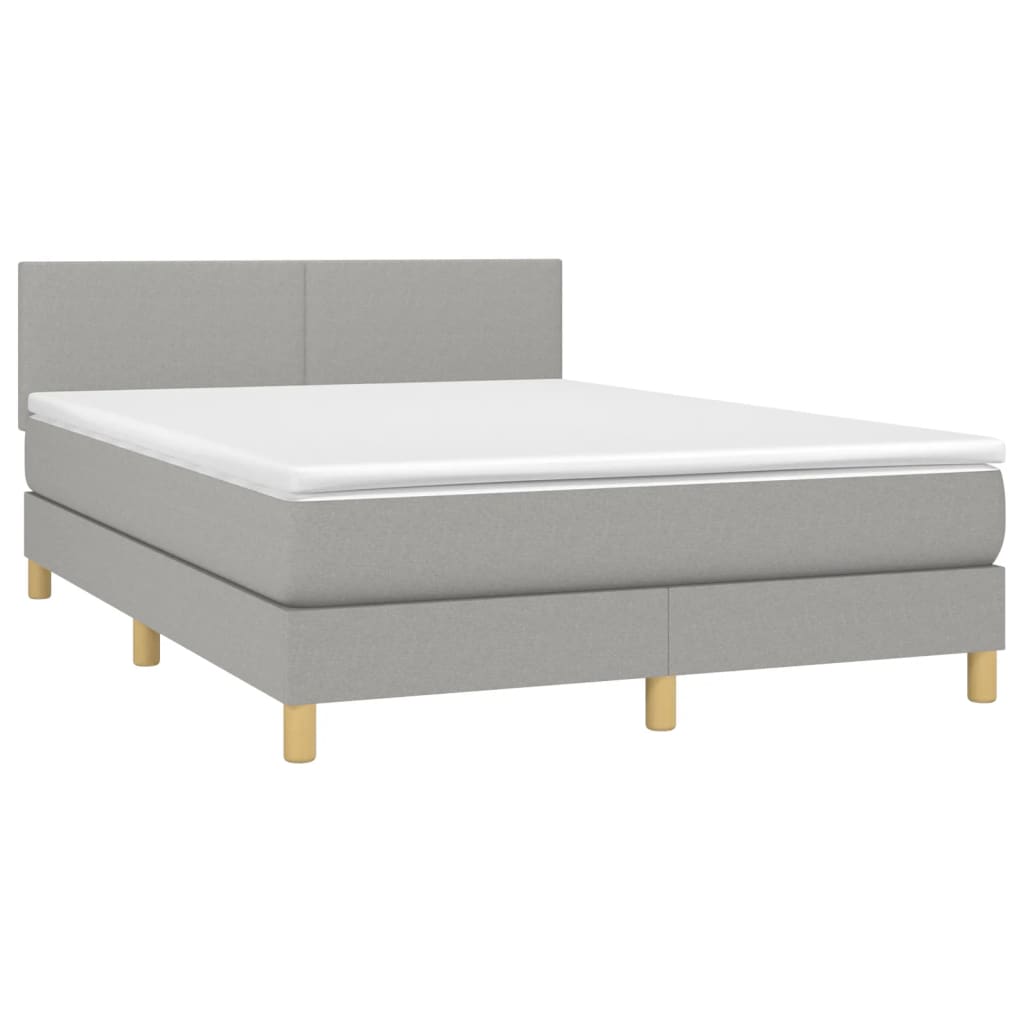 Boxspring met matras en LED stof lichtgrijs 140x200 cm Bedden & bedframes | Creëer jouw Trendy Thuis | Gratis bezorgd & Retour | Trendy.nl