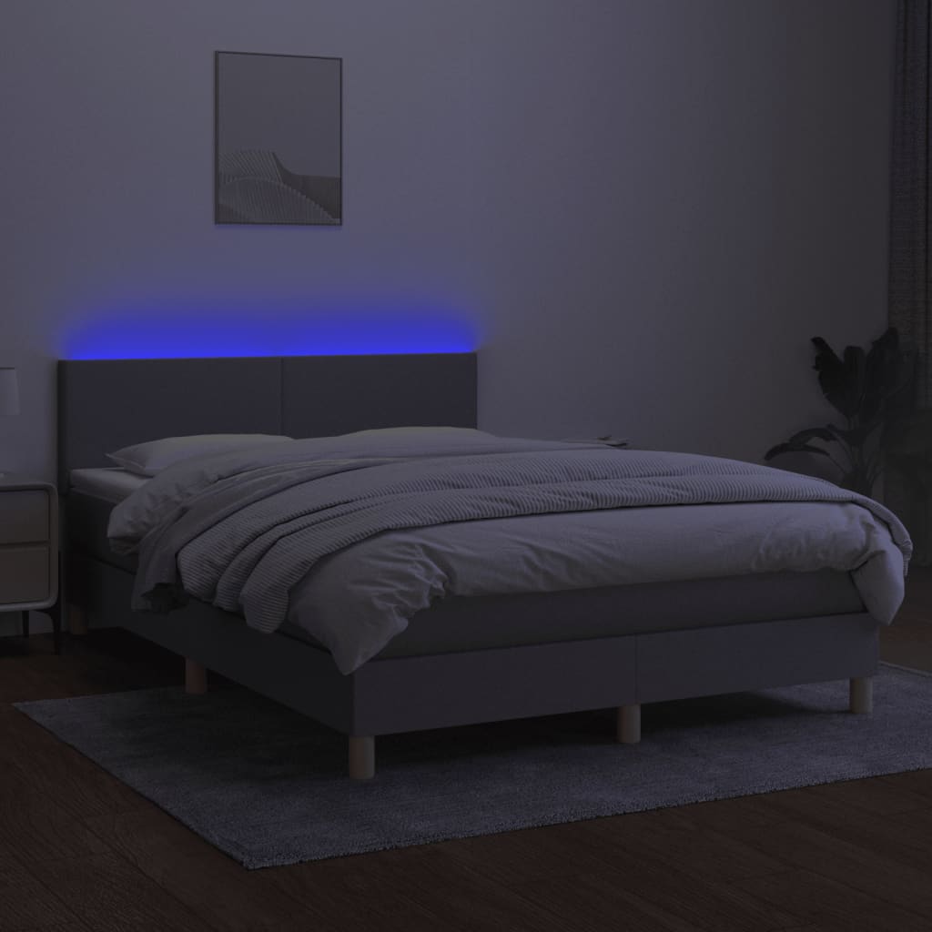 Boxspring met matras en LED stof lichtgrijs 140x200 cm Bedden & bedframes | Creëer jouw Trendy Thuis | Gratis bezorgd & Retour | Trendy.nl