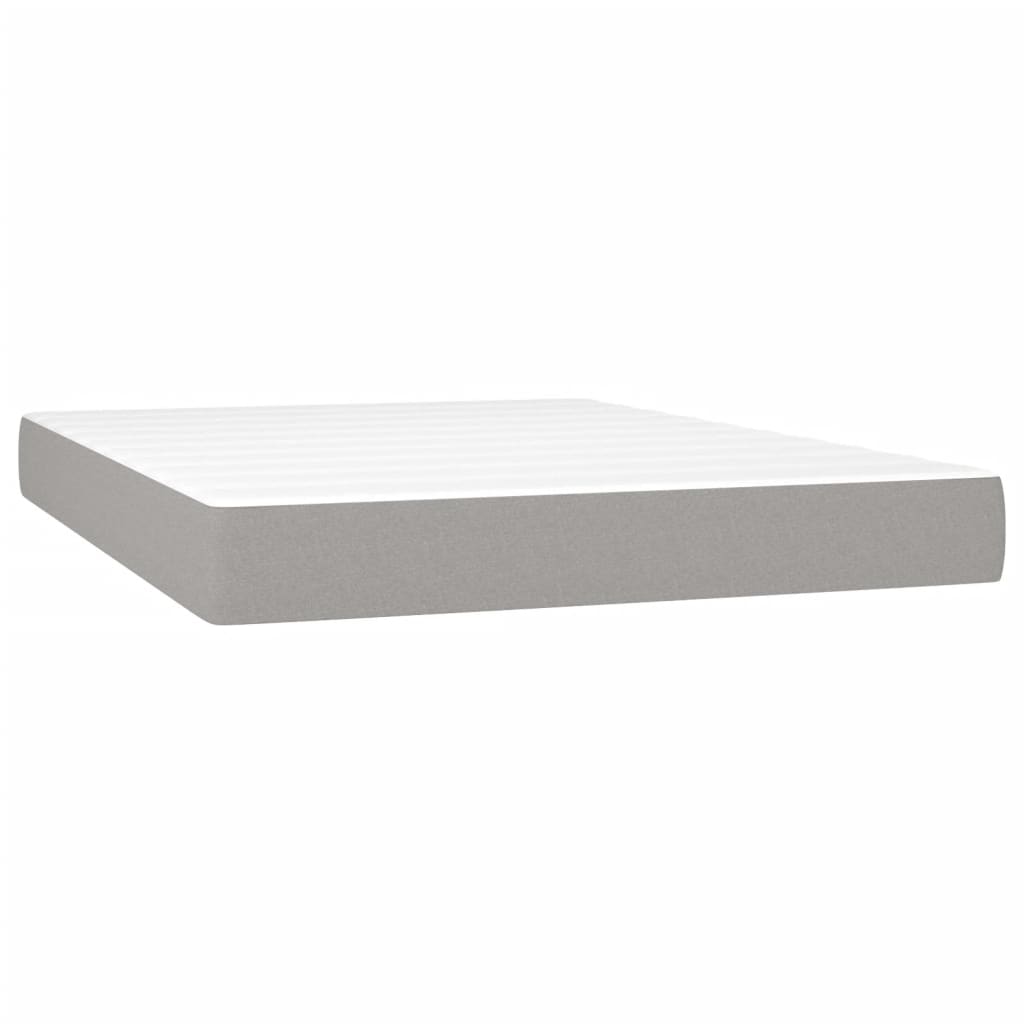 Boxspring met matras en LED stof lichtgrijs 140x200 cm Bedden & bedframes | Creëer jouw Trendy Thuis | Gratis bezorgd & Retour | Trendy.nl