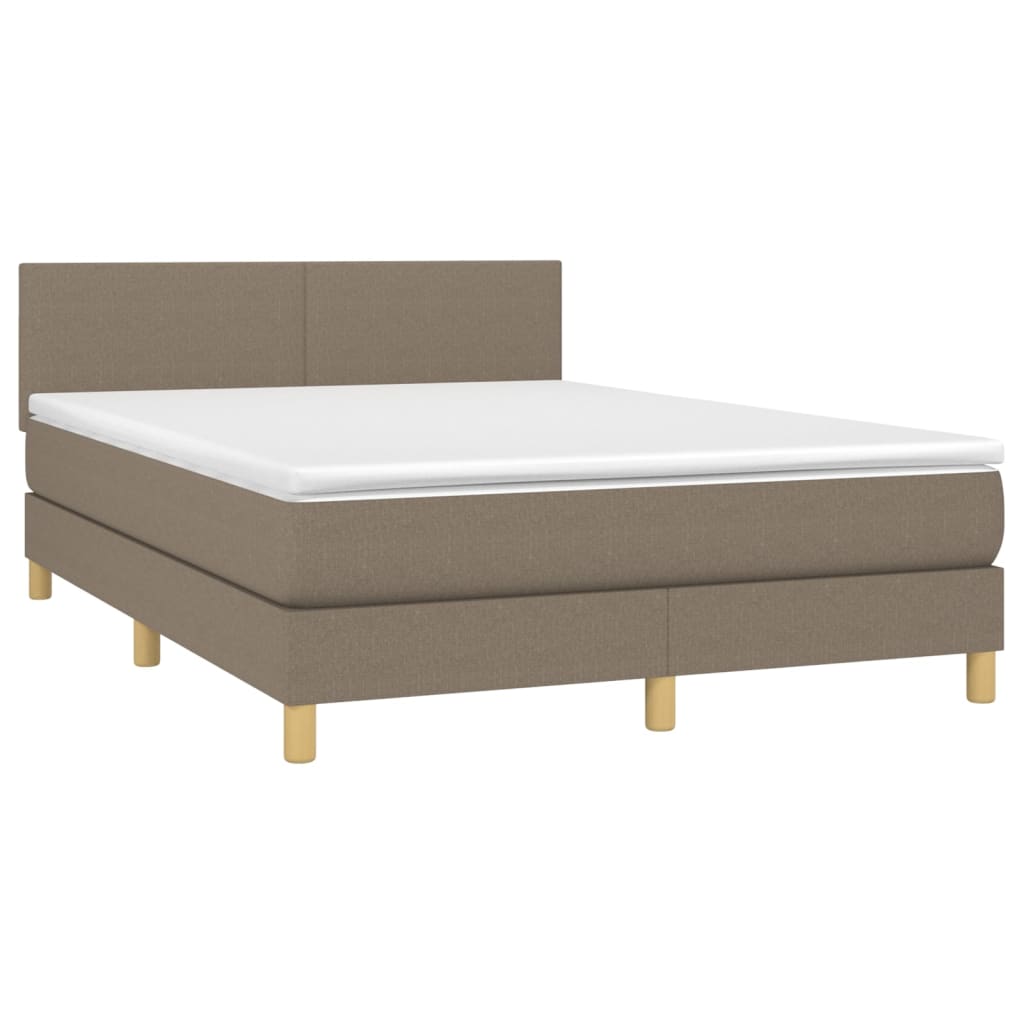 Boxspring met matras en LED stof taupe 140x200 cm Bedden & bedframes | Creëer jouw Trendy Thuis | Gratis bezorgd & Retour | Trendy.nl