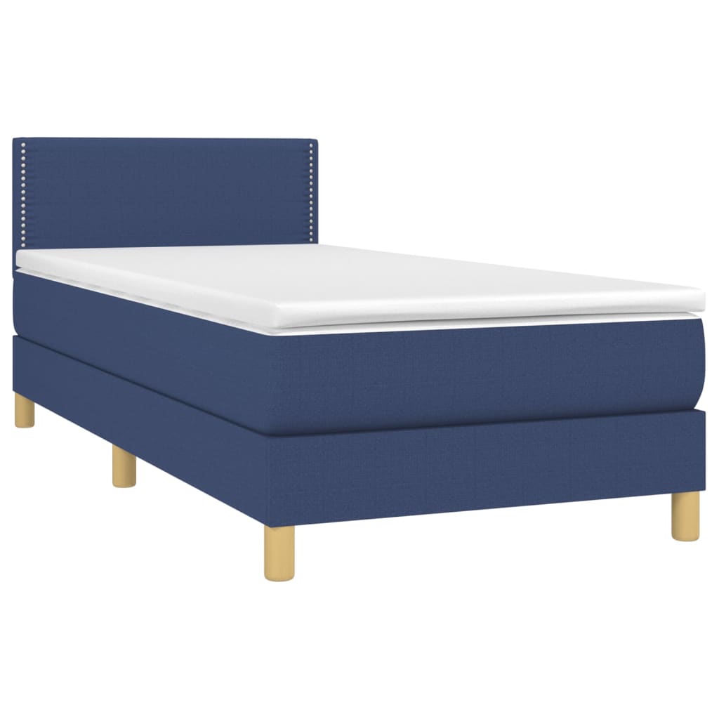 Boxspring met matras en LED stof blauw 90x190 cm Bedden & bedframes | Creëer jouw Trendy Thuis | Gratis bezorgd & Retour | Trendy.nl