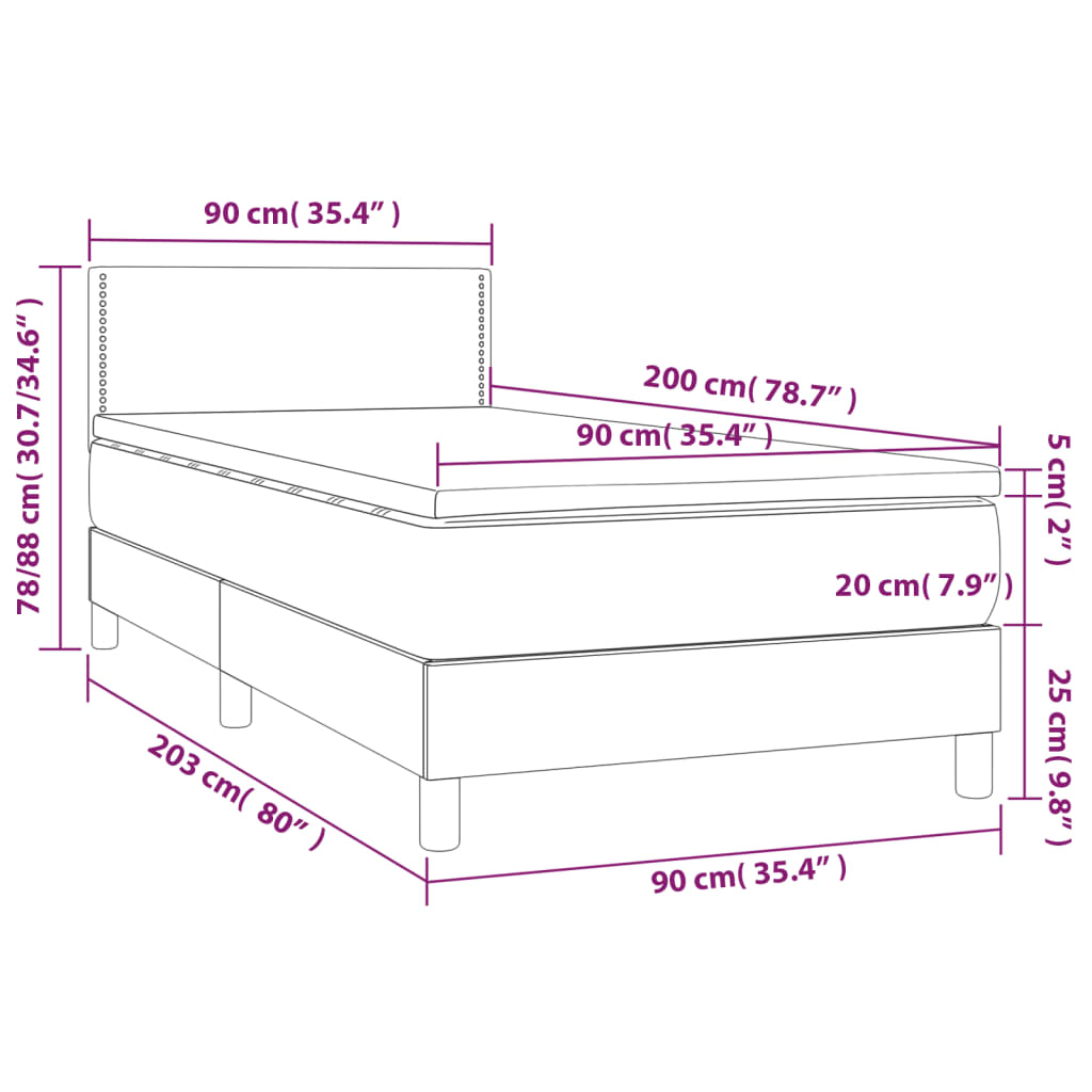 Boxspring met matras en LED stof taupe 80x200 cm Bedden & bedframes | Creëer jouw Trendy Thuis | Gratis bezorgd & Retour | Trendy.nl