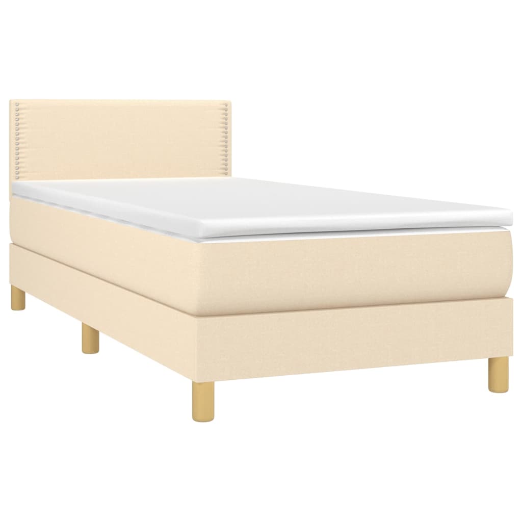 Boxspring met matras en LED stof crèmekleurig 80x200 cm Bedden & bedframes | Creëer jouw Trendy Thuis | Gratis bezorgd & Retour | Trendy.nl