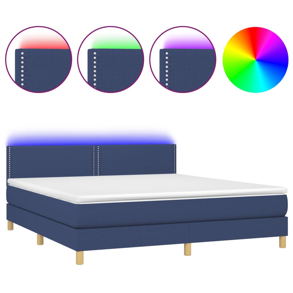 Boxspring met matras en LED stof blauw 160x200 cm Bedden & bedframes | Creëer jouw Trendy Thuis | Gratis bezorgd & Retour | Trendy.nl