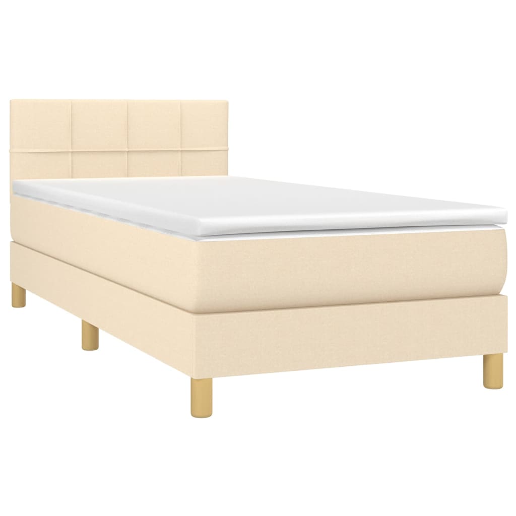 Boxspring met matras en LED stof crèmekleurig 90x190 cm