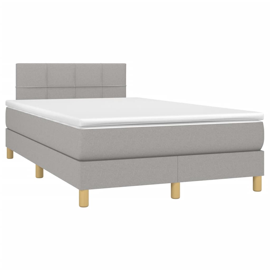 Boxspring met matras en LED stof lichtgrijs 120x200 cm Bedden & bedframes | Creëer jouw Trendy Thuis | Gratis bezorgd & Retour | Trendy.nl