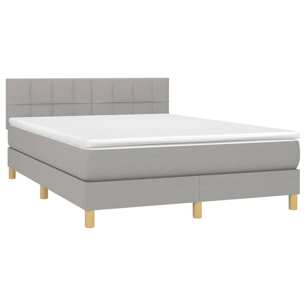 Boxspring met matras en LED stof lichtgrijs 140x190 cm Bedden & bedframes | Creëer jouw Trendy Thuis | Gratis bezorgd & Retour | Trendy.nl