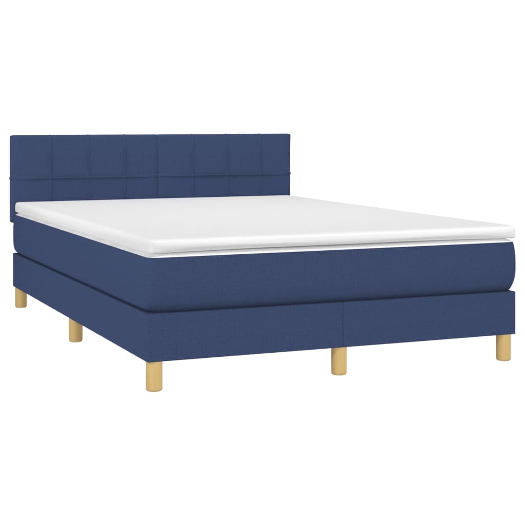 Boxspring met matras en LED stof blauw 140x190 cm