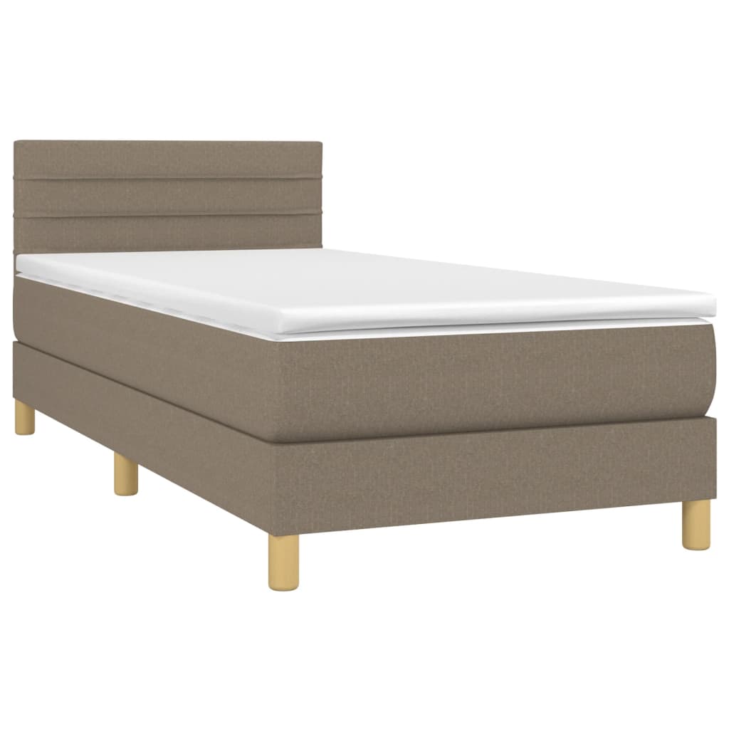 Boxspring met matras en LED stof taupe 90x190 cm Bedden & bedframes | Creëer jouw Trendy Thuis | Gratis bezorgd & Retour | Trendy.nl