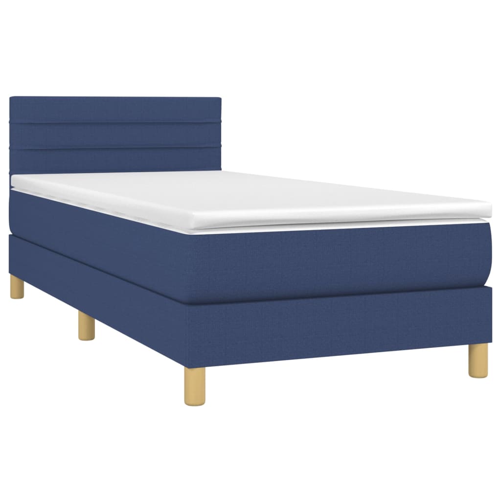 Boxspring met matras en LED stof blauw 90x190 cm Bedden & bedframes | Creëer jouw Trendy Thuis | Gratis bezorgd & Retour | Trendy.nl