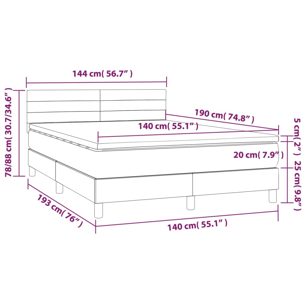 Boxspring met matras en LED stof donkergrijs 140x190 cm Bedden & bedframes | Creëer jouw Trendy Thuis | Gratis bezorgd & Retour | Trendy.nl