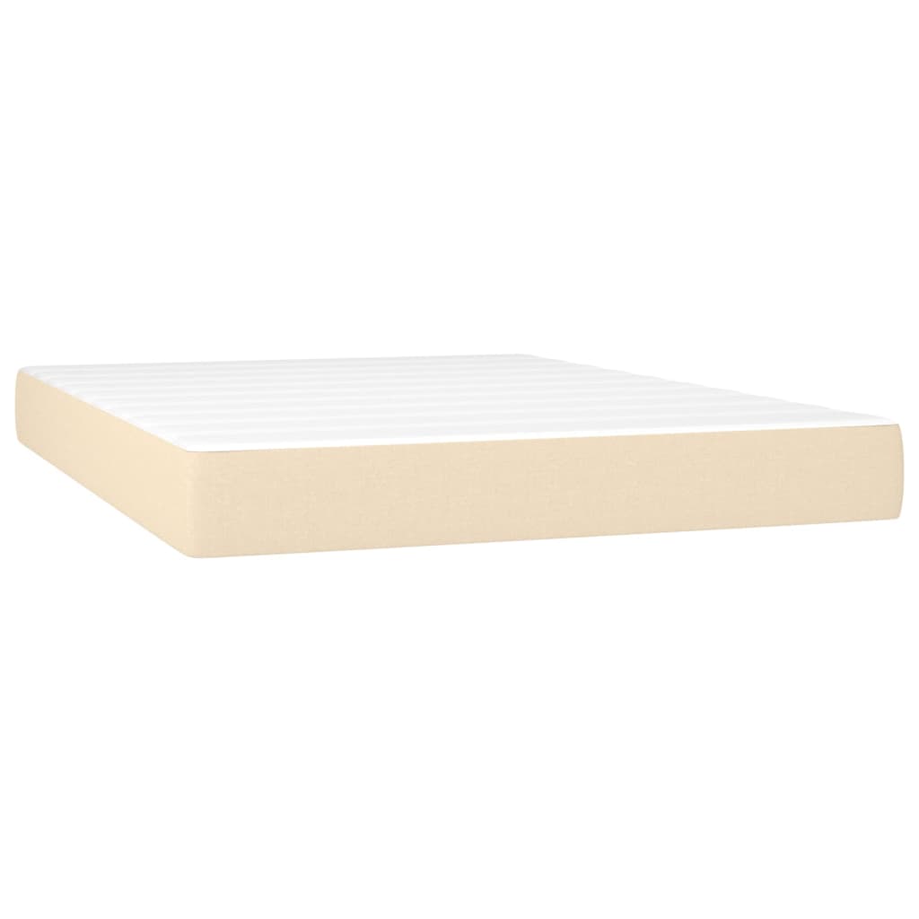 Boxspring met matras en LED stof crèmekleurig 140x200 cm Bedden & bedframes | Creëer jouw Trendy Thuis | Gratis bezorgd & Retour | Trendy.nl