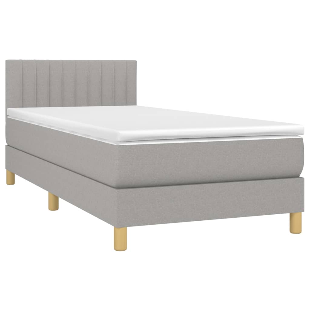 Boxspring met matras en LED stof lichtgrijs 80x200 cm Bedden & bedframes | Creëer jouw Trendy Thuis | Gratis bezorgd & Retour | Trendy.nl