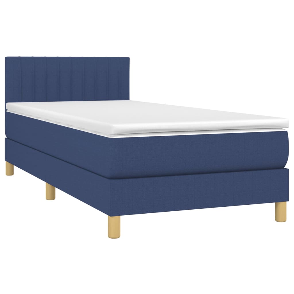 Boxspring met matras en LED stof blauw 90x190 cm