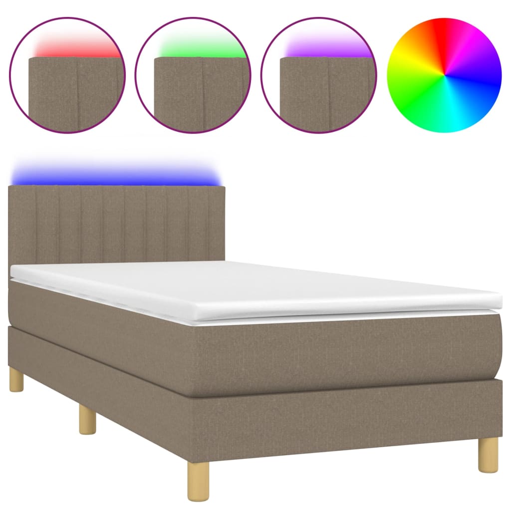 Boxspring met matras en LED stof taupe 80x200 cm Bedden & bedframes | Creëer jouw Trendy Thuis | Gratis bezorgd & Retour | Trendy.nl