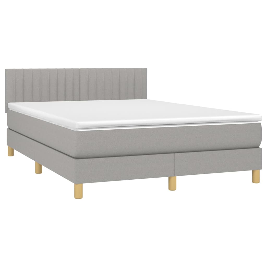 Boxspring met matras en LED stof lichtgrijs 140x200 cm Bedden & bedframes | Creëer jouw Trendy Thuis | Gratis bezorgd & Retour | Trendy.nl