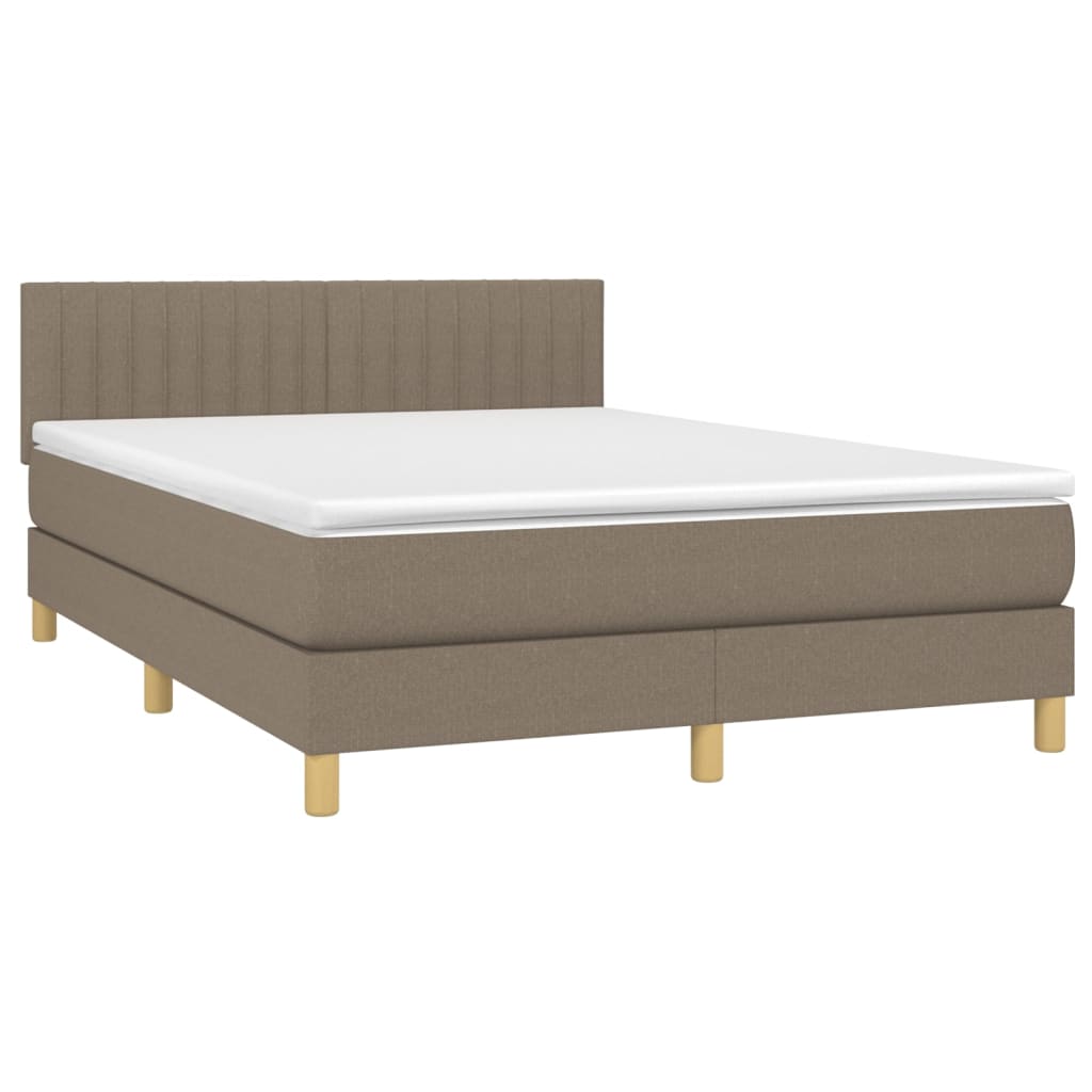 Boxspring met matras en LED stof taupe 140x200 cm Bedden & bedframes | Creëer jouw Trendy Thuis | Gratis bezorgd & Retour | Trendy.nl