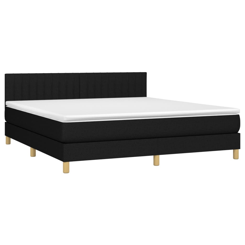 Boxspring met matras en LED stof zwart 180x200 cm Bedden & bedframes | Creëer jouw Trendy Thuis | Gratis bezorgd & Retour | Trendy.nl