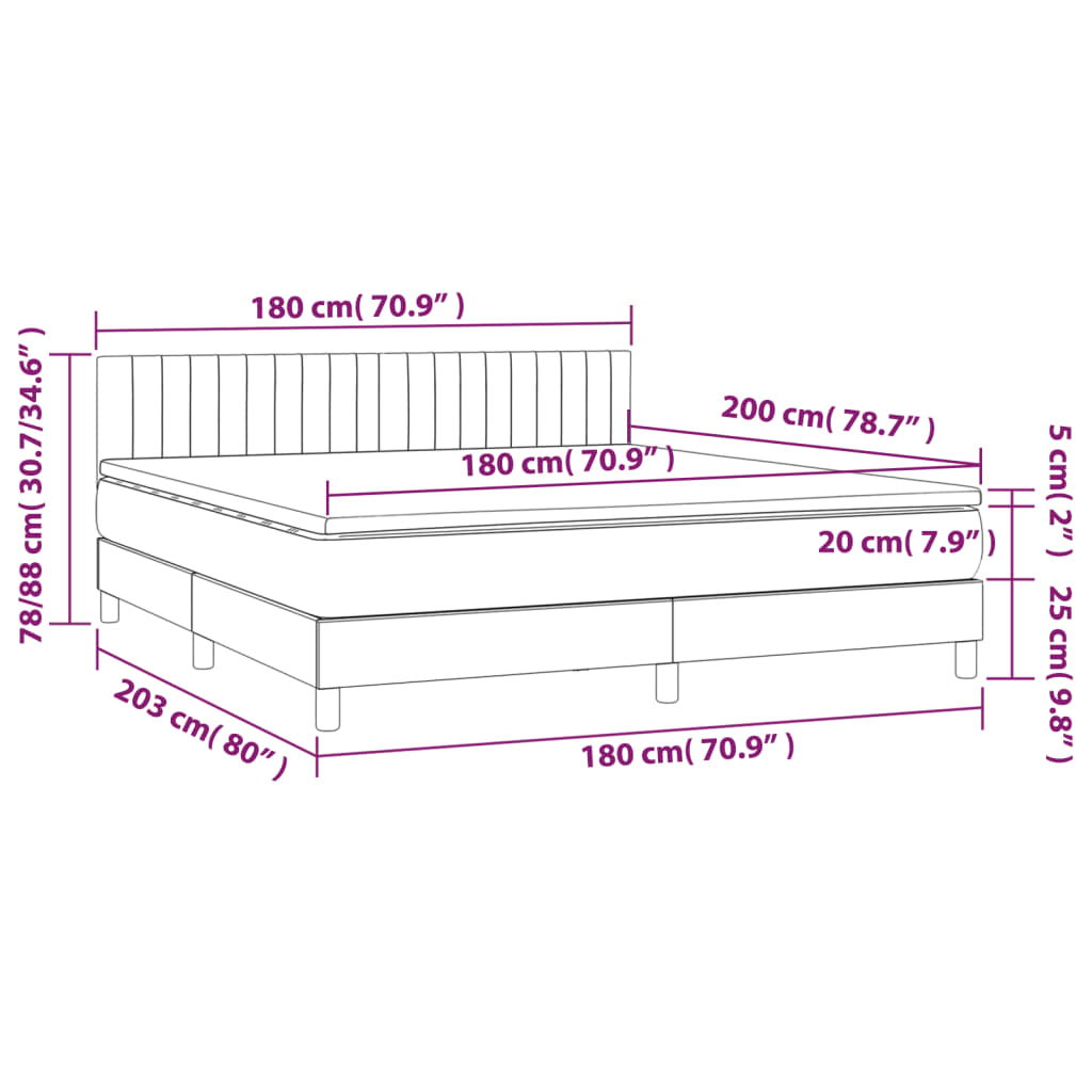 Boxspring met matras en LED stof zwart 180x200 cm Bedden & bedframes | Creëer jouw Trendy Thuis | Gratis bezorgd & Retour | Trendy.nl