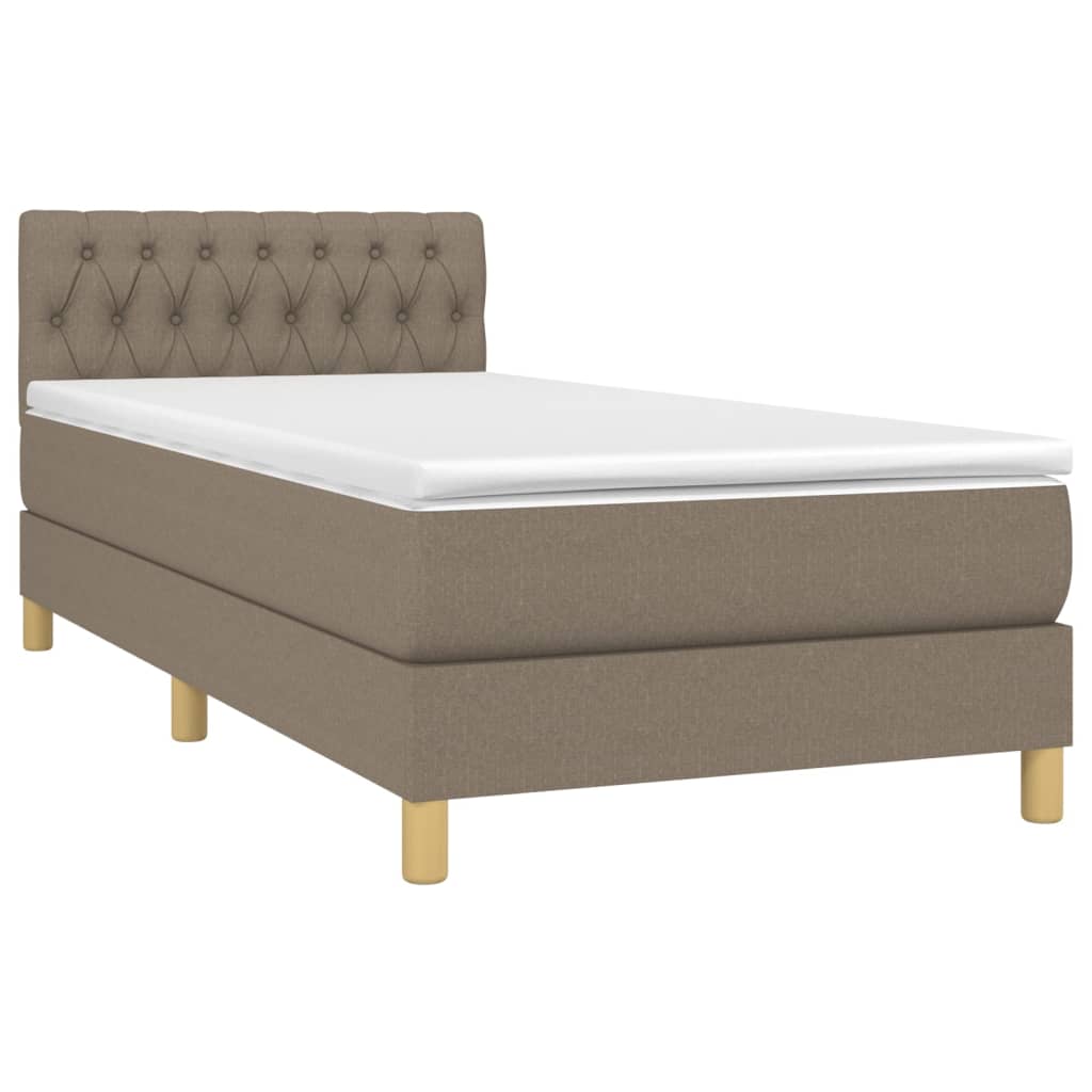 Boxspring met matras en LED stof taupe 90x190 cm Bedden & bedframes | Creëer jouw Trendy Thuis | Gratis bezorgd & Retour | Trendy.nl