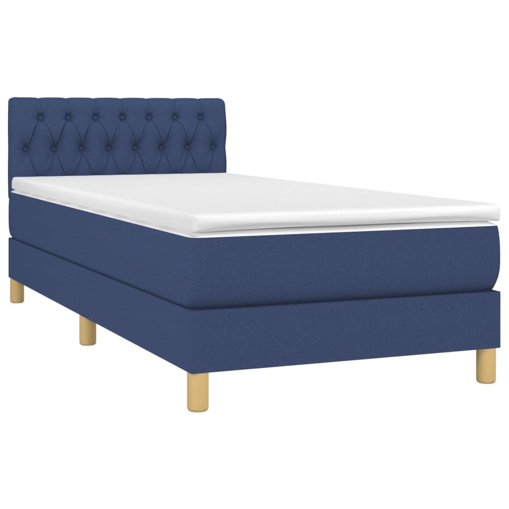 Boxspring met matras en LED stof blauw 90x190 cm Bedden & bedframes | Creëer jouw Trendy Thuis | Gratis bezorgd & Retour | Trendy.nl