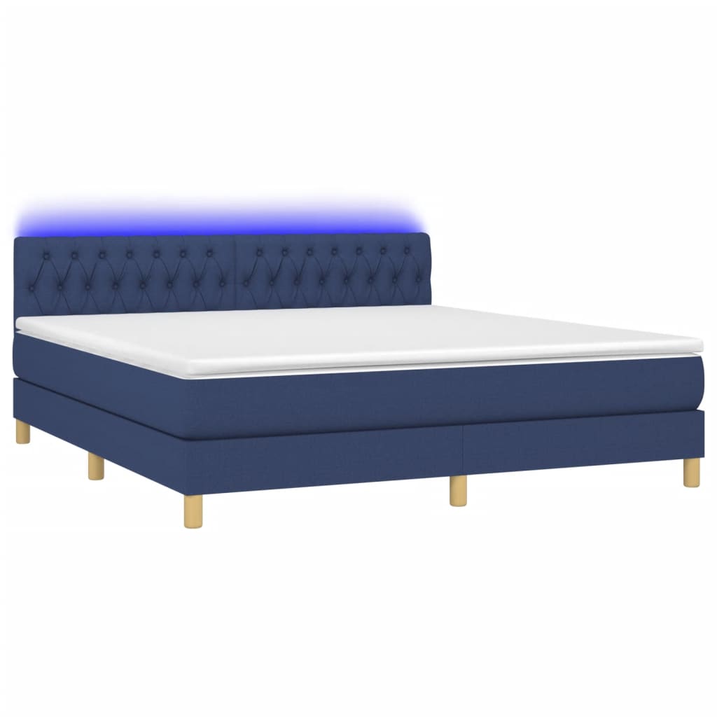 Boxspring met matras en LED stof blauw 160x200 cm Bedden & bedframes | Creëer jouw Trendy Thuis | Gratis bezorgd & Retour | Trendy.nl