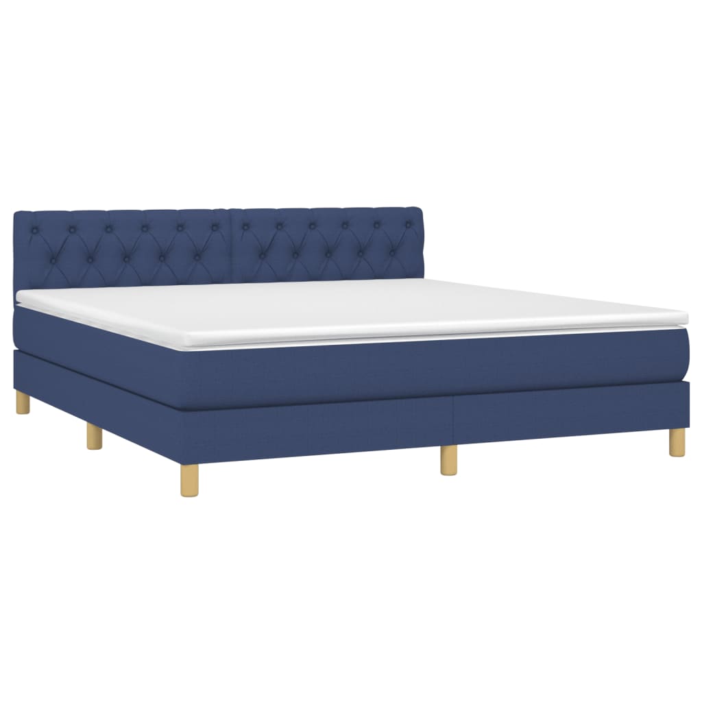 Boxspring met matras en LED stof blauw 160x200 cm Bedden & bedframes | Creëer jouw Trendy Thuis | Gratis bezorgd & Retour | Trendy.nl