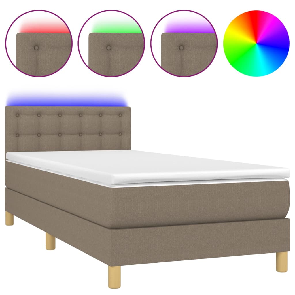 Boxspring met matras en LED stof taupe 80x200 cm Bedden & bedframes | Creëer jouw Trendy Thuis | Gratis bezorgd & Retour | Trendy.nl