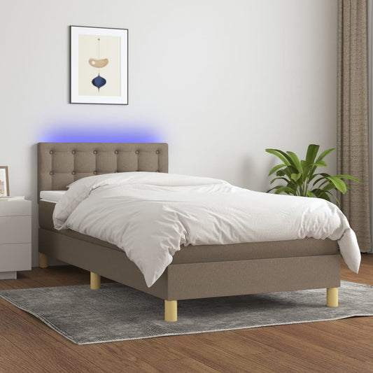 Boxspring met matras en LED stof taupe 80x200 cm Bedden & bedframes | Creëer jouw Trendy Thuis | Gratis bezorgd & Retour | Trendy.nl