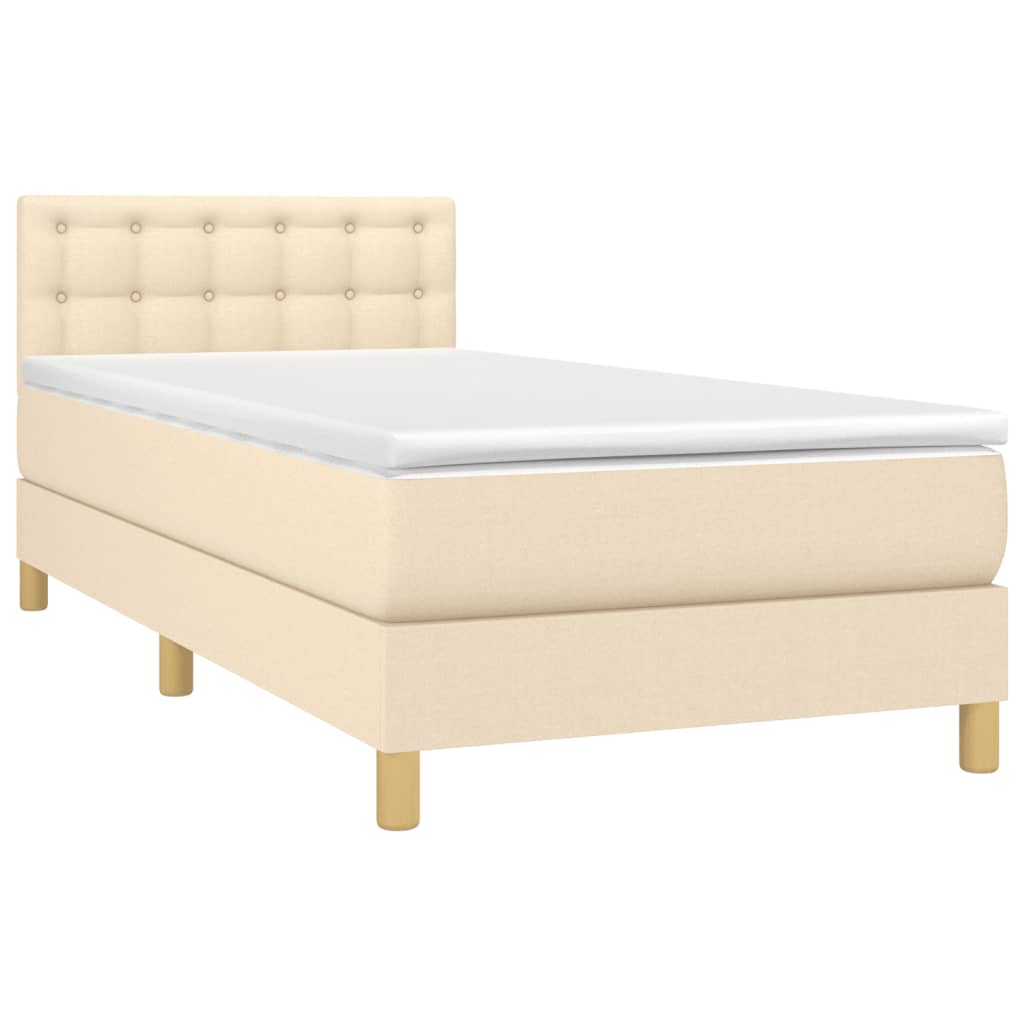 Boxspring met matras en LED stof crèmekleurig 80x200 cm Bedden & bedframes | Creëer jouw Trendy Thuis | Gratis bezorgd & Retour | Trendy.nl