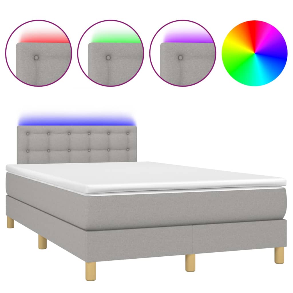 Boxspring met matras en LED stof lichtgrijs 120x200 cm Bedden & bedframes | Creëer jouw Trendy Thuis | Gratis bezorgd & Retour | Trendy.nl