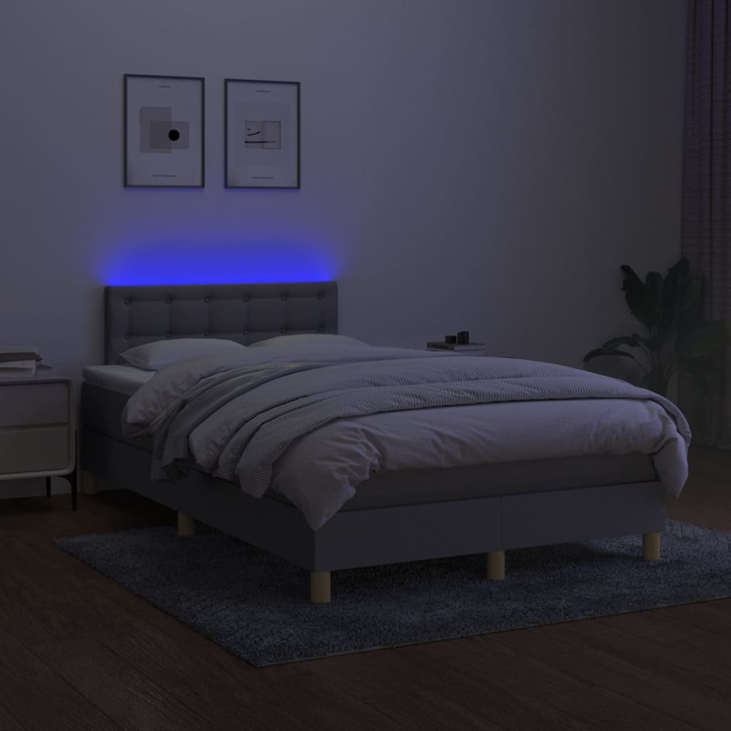 Boxspring met matras en LED stof lichtgrijs 120x200 cm Bedden & bedframes | Creëer jouw Trendy Thuis | Gratis bezorgd & Retour | Trendy.nl