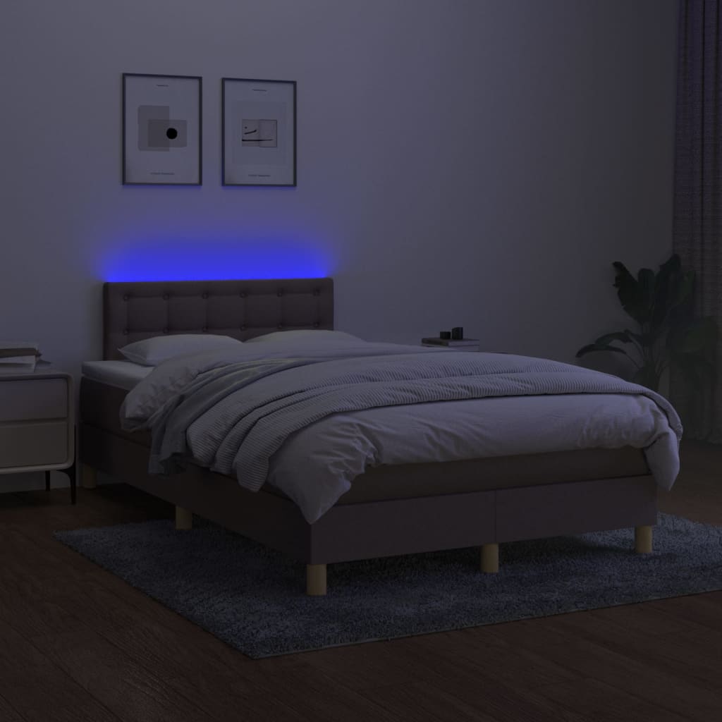 Boxspring met matras en LED stof taupe 120x200 cm Bedden & bedframes | Creëer jouw Trendy Thuis | Gratis bezorgd & Retour | Trendy.nl