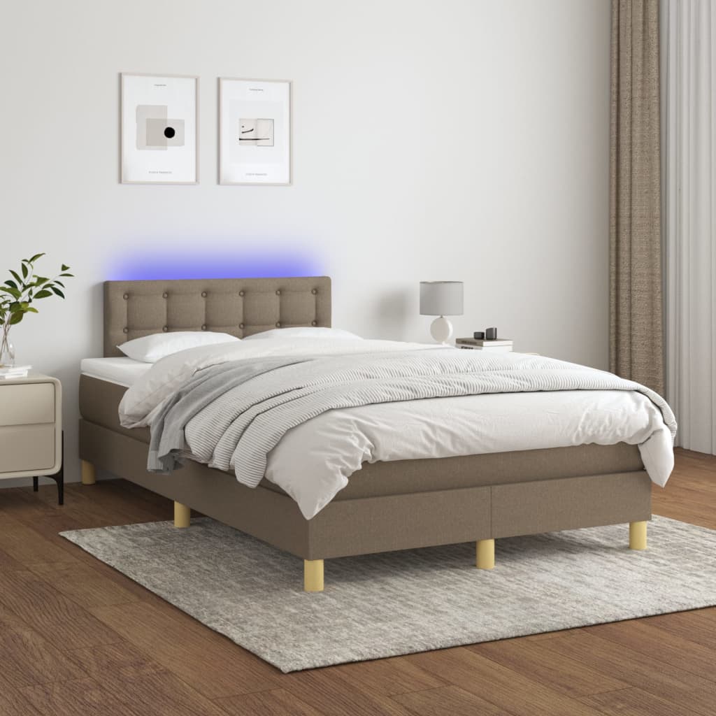 Boxspring met matras en LED stof taupe 120x200 cm Bedden & bedframes | Creëer jouw Trendy Thuis | Gratis bezorgd & Retour | Trendy.nl