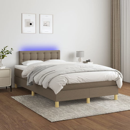 Boxspring met matras en LED stof taupe 120x200 cm Bedden & bedframes | Creëer jouw Trendy Thuis | Gratis bezorgd & Retour | Trendy.nl