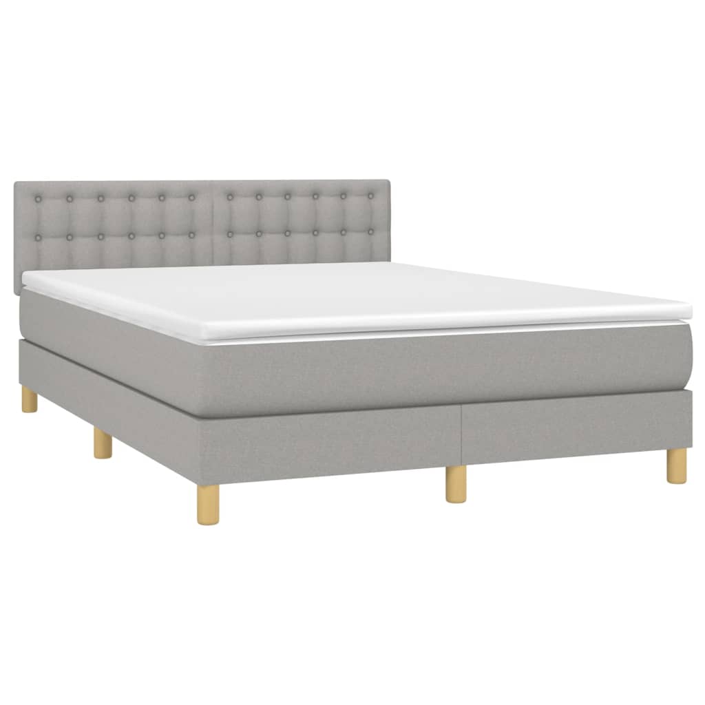 Boxspring met matras en LED stof lichtgrijs 140x190 cm Bedden & bedframes | Creëer jouw Trendy Thuis | Gratis bezorgd & Retour | Trendy.nl