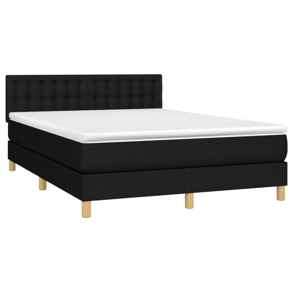 Boxspring met matras en LED stof zwart 140x190 cm Bedden & bedframes | Creëer jouw Trendy Thuis | Gratis bezorgd & Retour | Trendy.nl