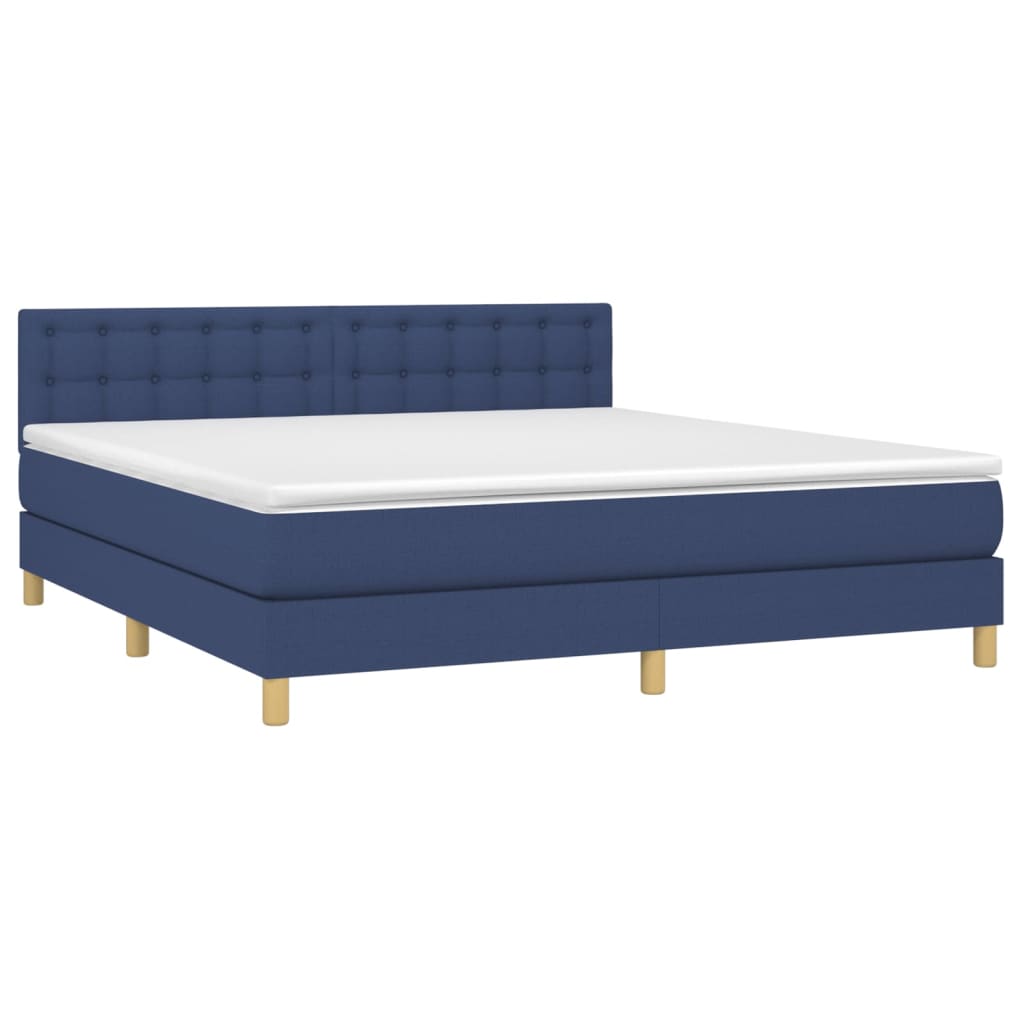 Boxspring met matras en LED stof blauw 160x200 cm Bedden & bedframes | Creëer jouw Trendy Thuis | Gratis bezorgd & Retour | Trendy.nl