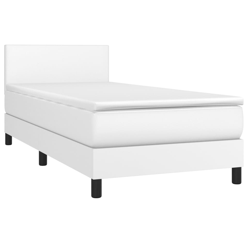 Boxspring met matras en LED kunstleer wit 90x190 cm Bedden & bedframes | Creëer jouw Trendy Thuis | Gratis bezorgd & Retour | Trendy.nl