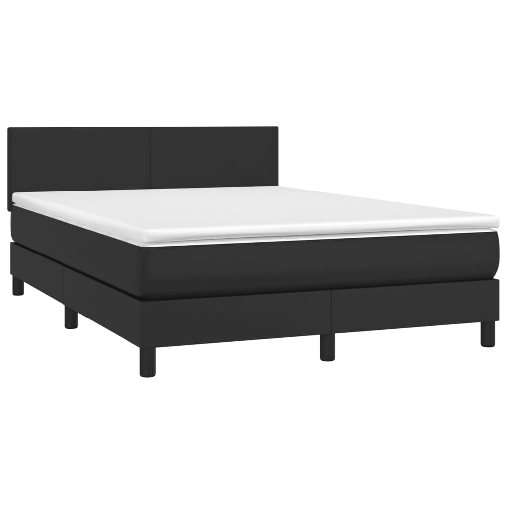 Boxspring met matras en LED kunstleer zwart 140x190 cm Bedden & bedframes | Creëer jouw Trendy Thuis | Gratis bezorgd & Retour | Trendy.nl