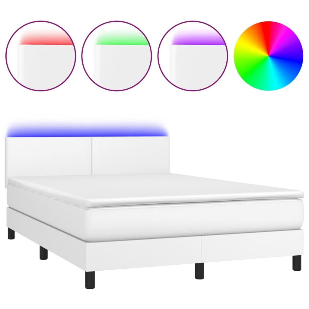 Boxspring met matras en LED kunstleer zwart 140x190 cm Bedden & bedframes | Creëer jouw Trendy Thuis | Gratis bezorgd & Retour | Trendy.nl