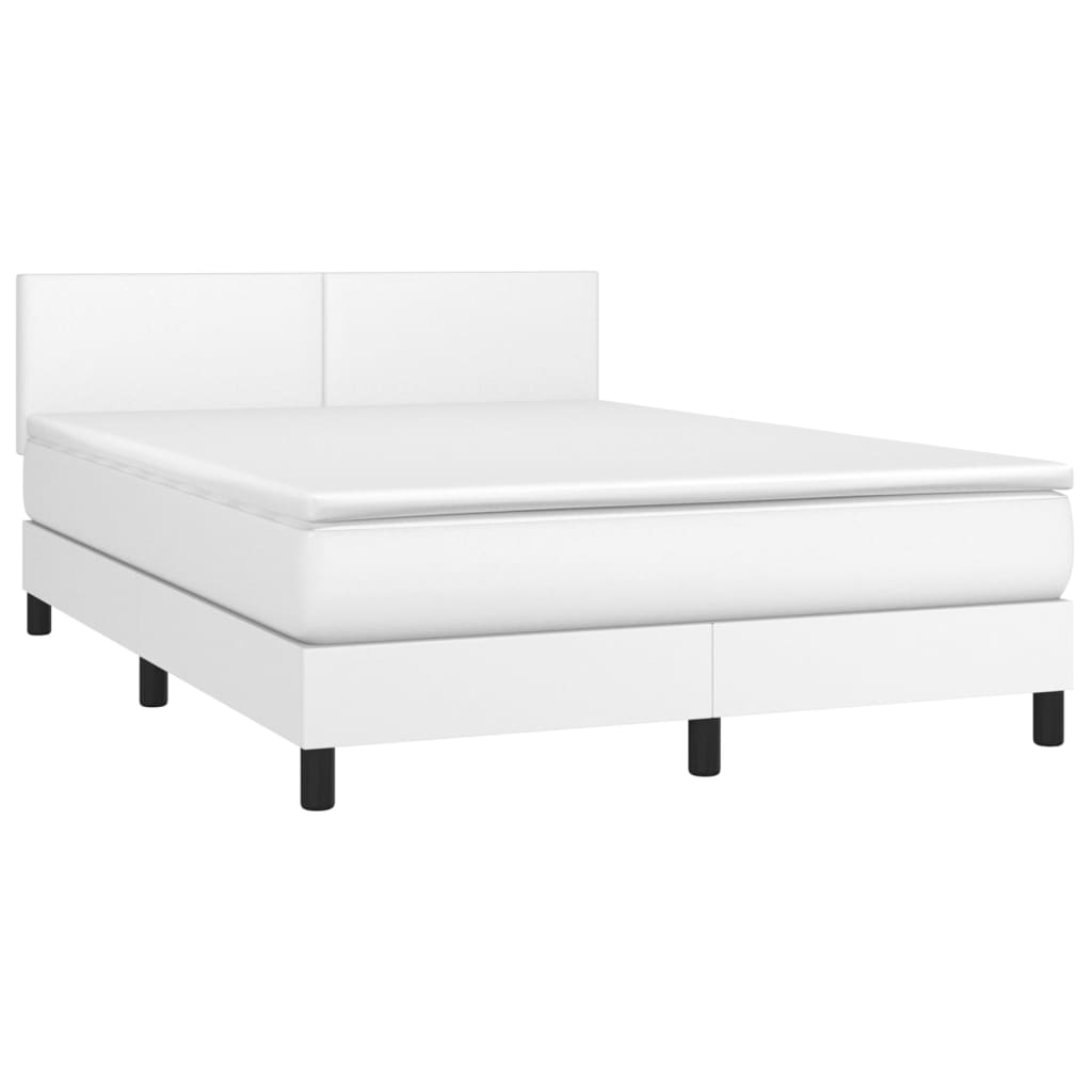 Boxspring met matras en LED kunstleer zwart 140x190 cm Bedden & bedframes | Creëer jouw Trendy Thuis | Gratis bezorgd & Retour | Trendy.nl