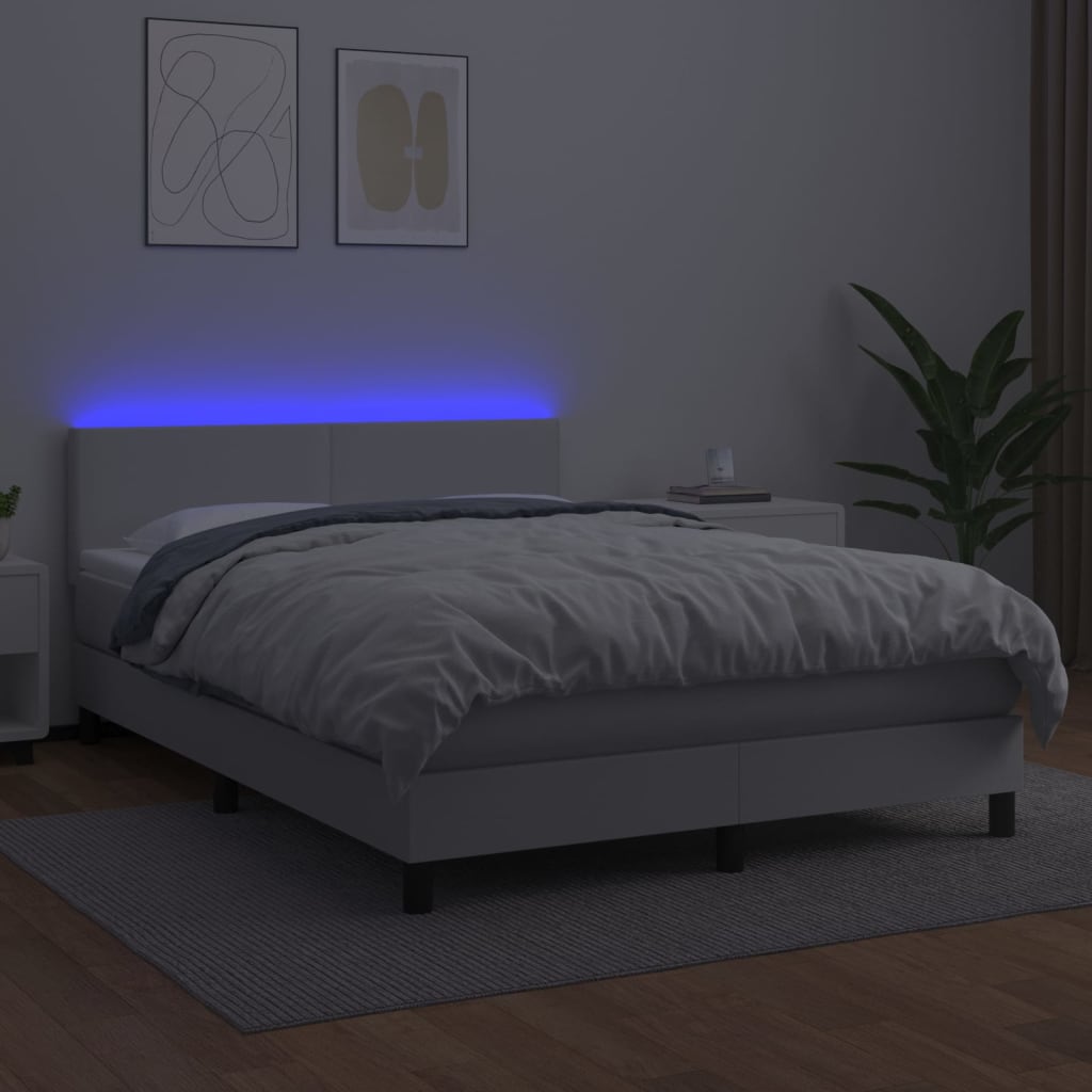 Boxspring met matras en LED kunstleer zwart 140x190 cm Bedden & bedframes | Creëer jouw Trendy Thuis | Gratis bezorgd & Retour | Trendy.nl