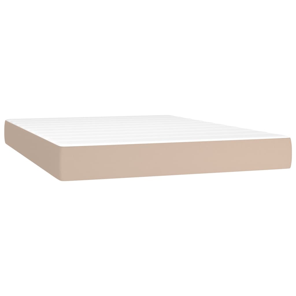 Boxspring met matras en LED kunstleer cappuccinokleur 140x200cm