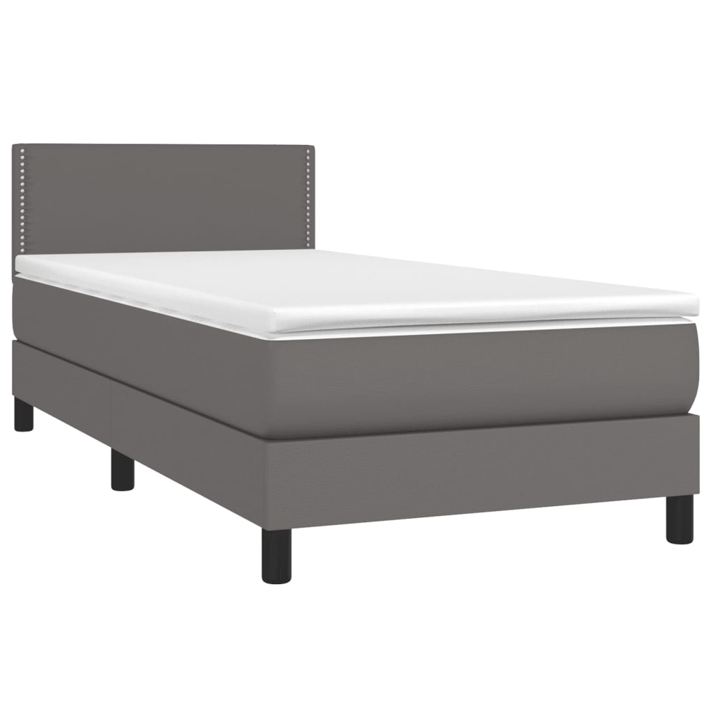 Boxspring met matras en LED kunstleer grijs 90x190 cm