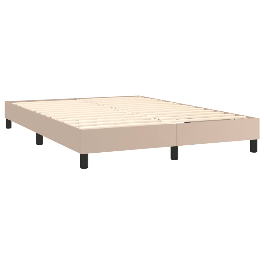 Boxspring met matras en LED kunstleer cappuccinokleur 140x200cm