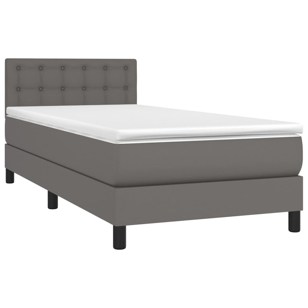 Boxspring met matras en LED kunstleer grijs 90x190 cm