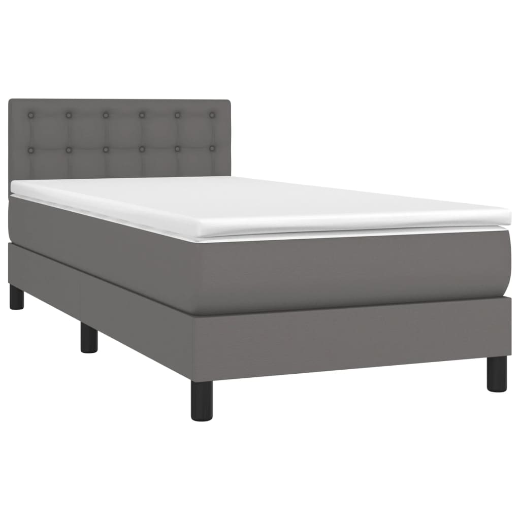 Boxspring met matras en LED kunstleer grijs 90x200 cm Bedden & bedframes | Creëer jouw Trendy Thuis | Gratis bezorgd & Retour | Trendy.nl